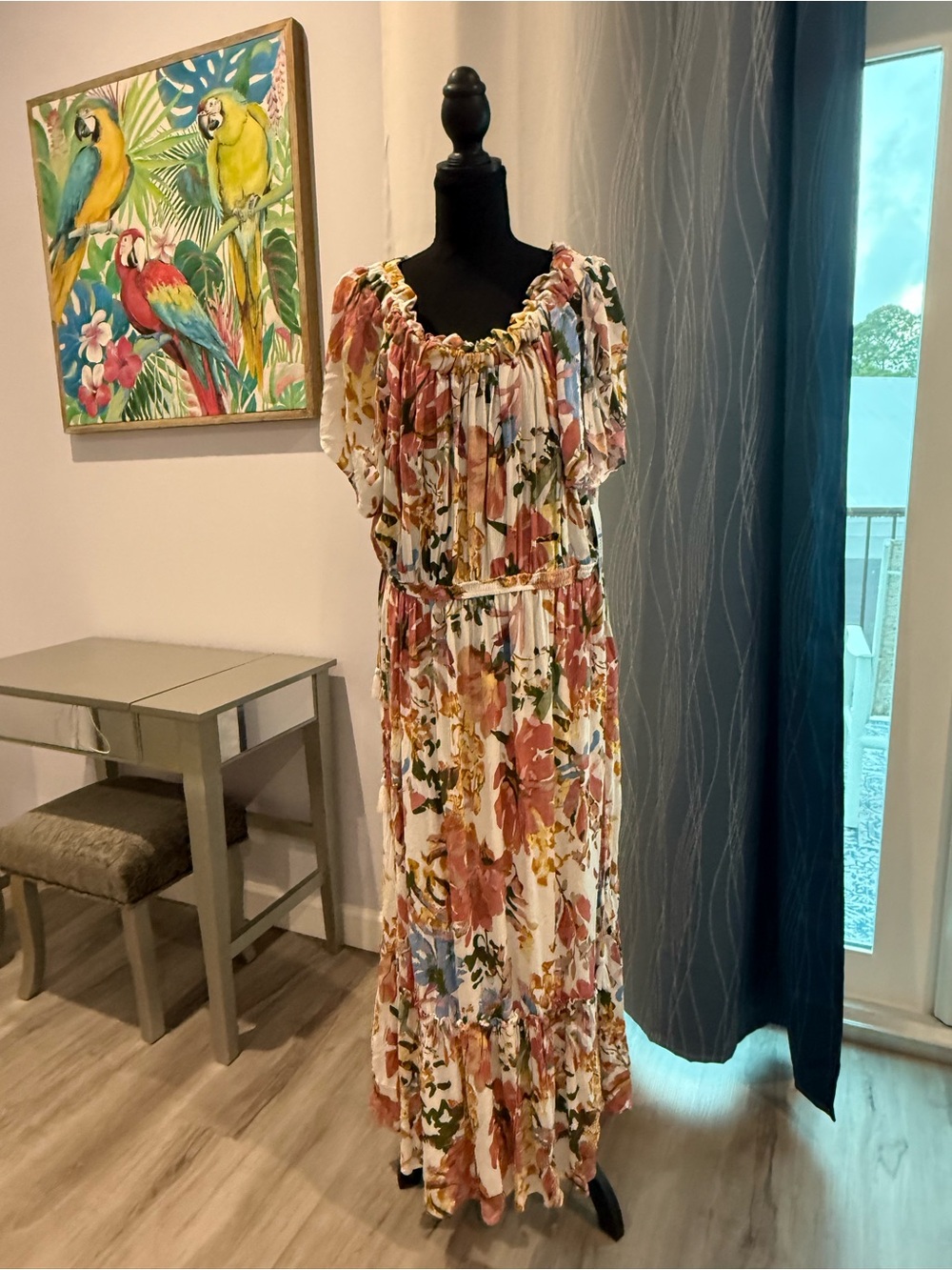 New Directions Multi-Color Floral Tiered Maxi Dress